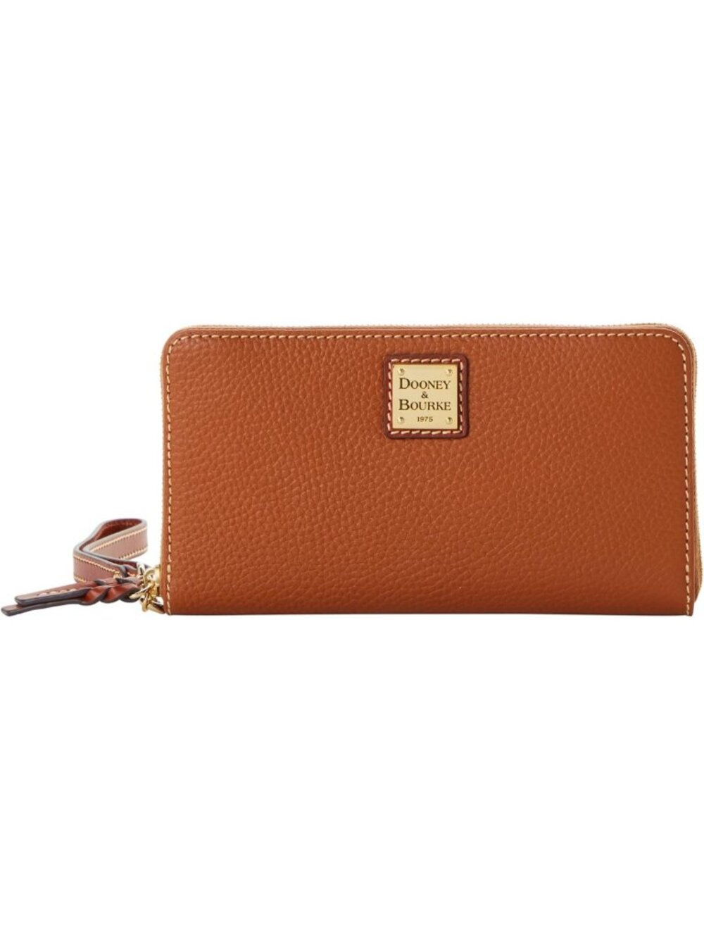 Stylish Pebble Grain Leather Zip Around Wristlet Crossbody with Detachable Strap